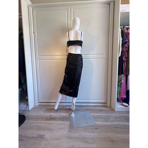 NWT Mac Duggal dress 70130. Cutout Waist black Sequin Formal Gown. Size 4 - Picture 4 of 8